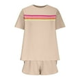 thumbnail image 3 of CheerKidz Womens Short Sleeve Contrast Color Tops and Shorts Spring Summer Casual Outfit for Vacation, 3 of 5