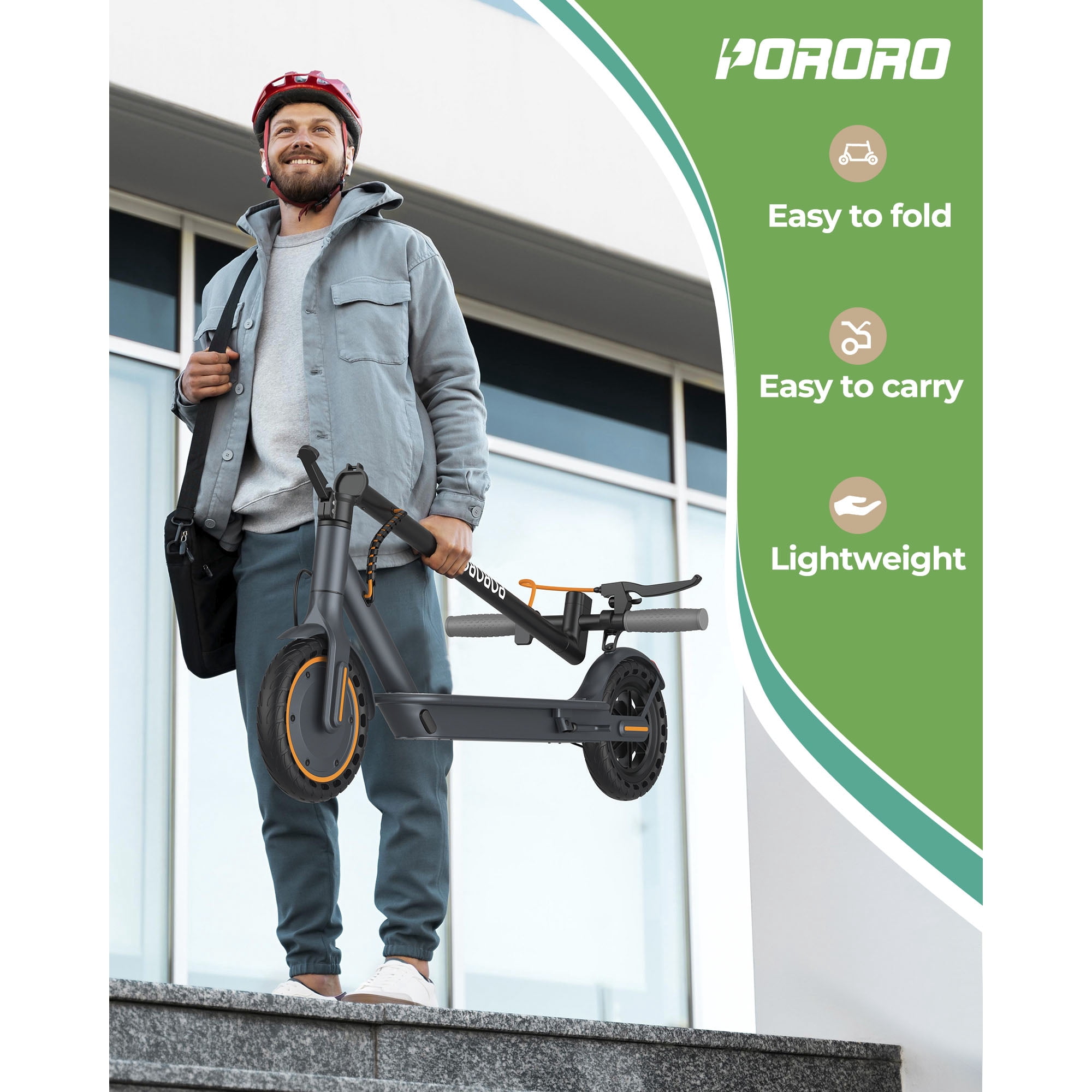 PORORO HES20 Electric Scooter for Adults, Max 19 Miles Range, with 8.5" Tires, 350W, 10.5Ah, 19MPH, Black
