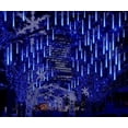 thumbnail image 4 of Morttic Meteor Shower Lights, Outdoor Falling Rain Lights 12 inch 8 Tube 192 LED Snow Falling Icicle Cascading Lights for Xmas Tree Halloween Decoration Wedding Party, Blue, 4 of 6