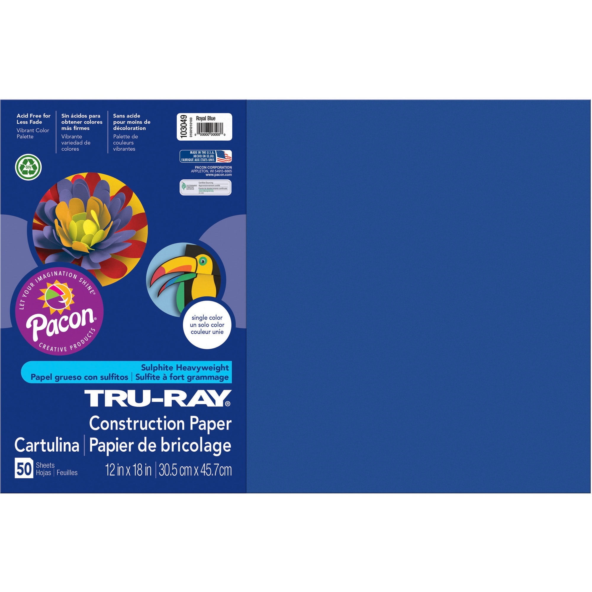 Pacon® Tru-Ray Construction Paper, 12 x 18, Atomic Blue, 50 Sheets Per  Pack, Set Of 3 Packs