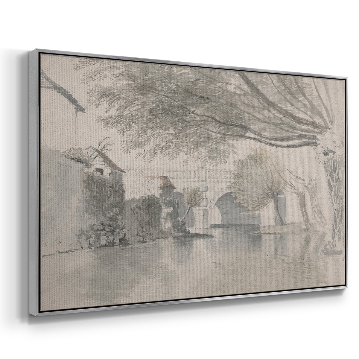 Vintage Sketch-XXI By Wexford Home Framed in Silver Wood Gallery Wrapped Canvas 25 in. x 37 in.
