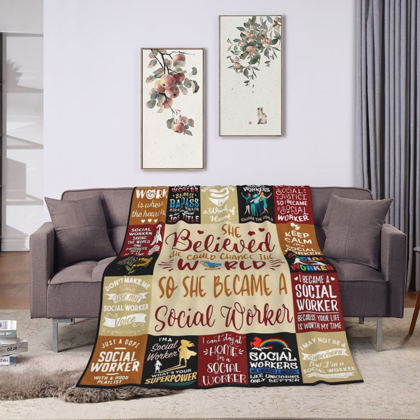 Wijzvio Gifts For Social Worker Throw Blanket Soft Fuzzy Fleece Blanket For Couch Bed Living Room Decoration 50"X40"