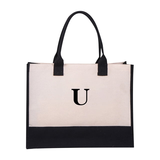 Canvas Bag With Adjustable Zipper Strap For Initial And Makeup Bags, Womens Birthday Gift