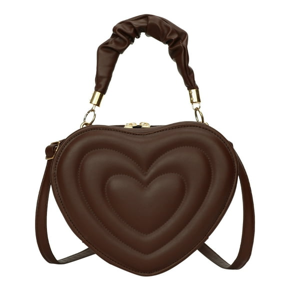 Faraee Womens Cute Heart Shape Crossbody Shoulder Bag Leather Zip Top Handle Satchel Fashion Small Handbags Purse