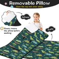 thumbnail image 3 of Dinosaur and Palm Green Pattern Teens Toddler Nap Mat with Pillow, Sleeping Mat Bag for Preschool Daycare 59"x22", 3 of 6