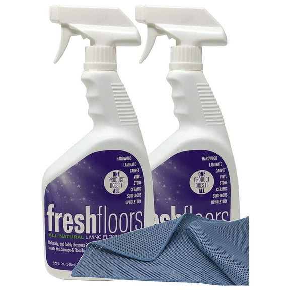 CodYinFI Taylor FreshFloors - Multi Purpose Cleaner 32 oz. Spray Bottle - The “Living to Clean” Cleaner (2 Pack) with 1 Microfiber Scrub Cleaning Cloths