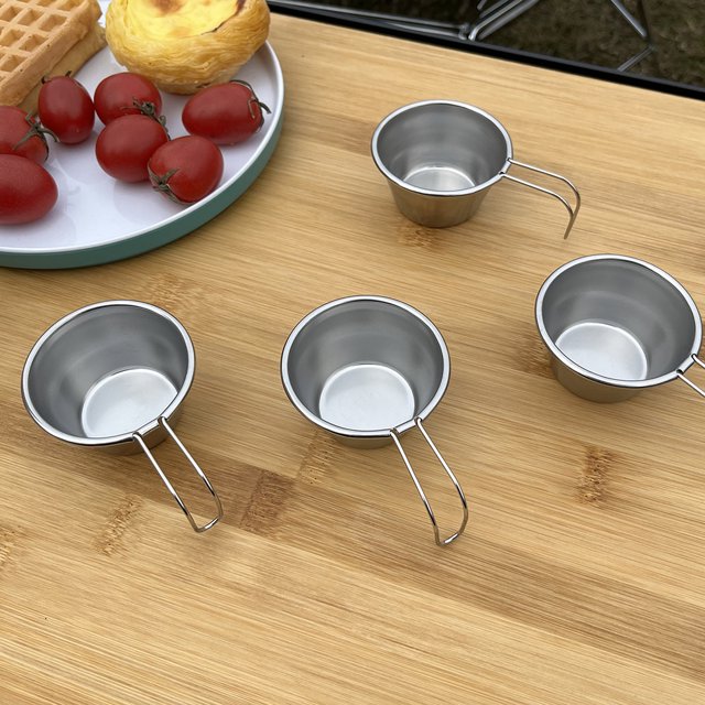 Tazón Sierra de acero inoxidable para exteriores, vajilla para tazas de café para acampar y Picnic (4 unidades) Likrtyny Para estrenar