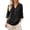 Black, variant on Womens Blouse Henley V Neck 3/4 Sleeve Loose Fit Tops With Button Detail Summer Shirts