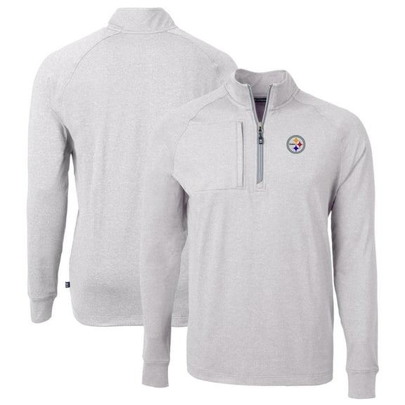 Men's Cutter & Buck  Heather Gray Pittsburgh Steelers  Big & Tall Adapt Eco Knit Quarter-Zip Pullover Top