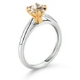 thumbnail image 3 of Gem Stone King 0.60 Ct Round Peach Morganite 10K White and Yellow Gold Solitaire Engagement Ring (Size 5), 3 of 4