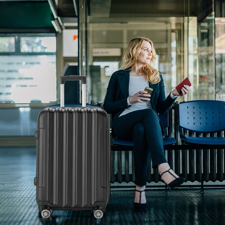 alexiastam luna sサイズ　BLACK Zimtown Hardside Lightweight Spinner Black 3 Piece Luggage Set