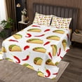thumbnail image 1 of Ensemble de Couvre-Lit Mexicain Piments Rouges Taco Nachos Burrito, Ensemble de Courtepointe Nourriture Latine Cinco de Mayo avec 2 Taies d'Oreiller, Taille King, Multicolore, 1 of 4