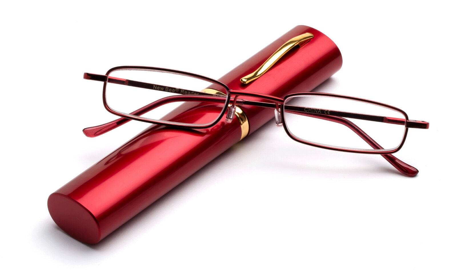 Compact Reading Glasses with Aluminum Tube Case Men Women Spring Hinge