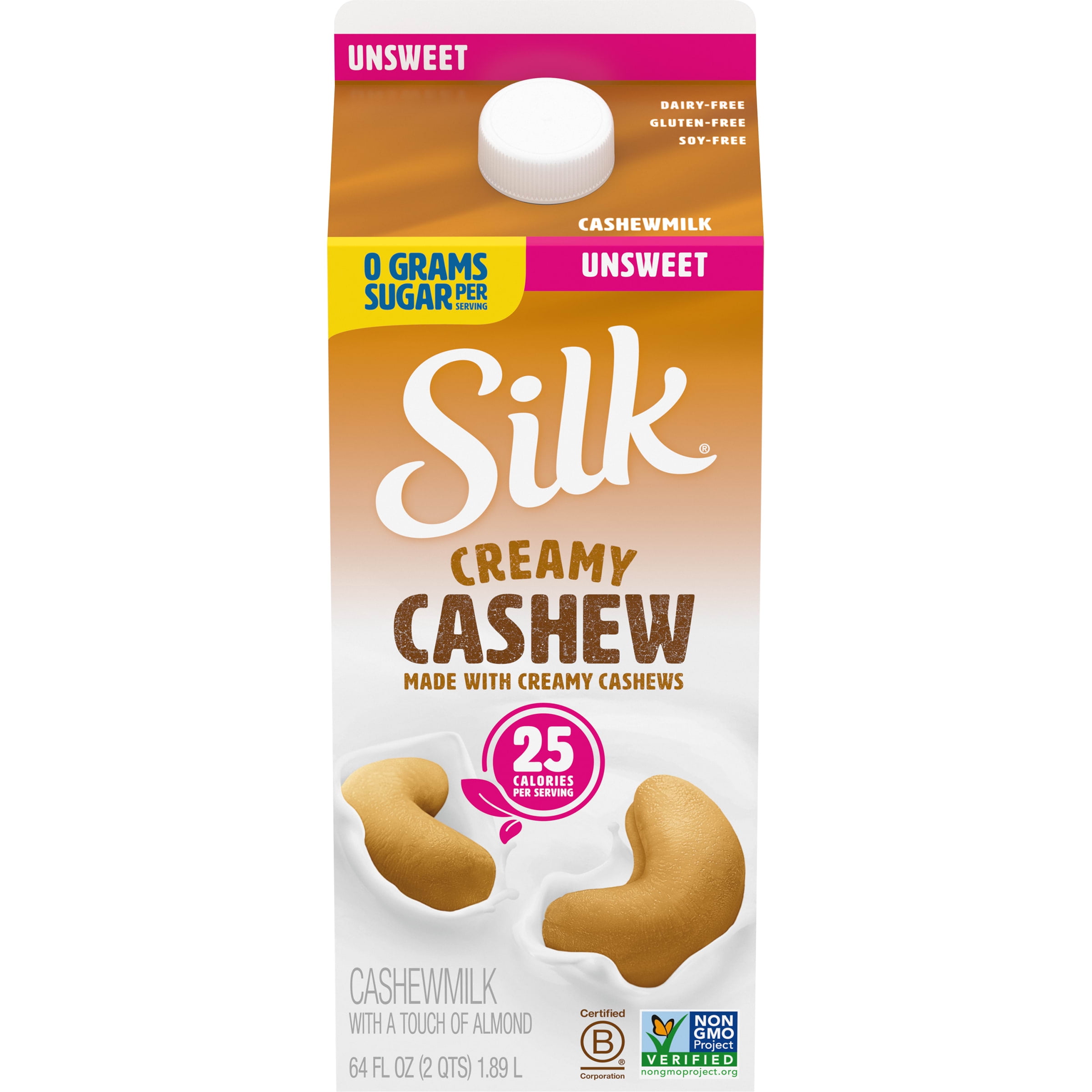 Silk Unsweetened Cashew Milk, Half Gallon