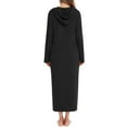 thumbnail image 2 of Defitshape Women's Zip Up Hoodie House Coat Long Robe Pocket Long Sleeve Full Length Housecoat Soft Bathrobe Zipper Black X-Large, 2 of 5