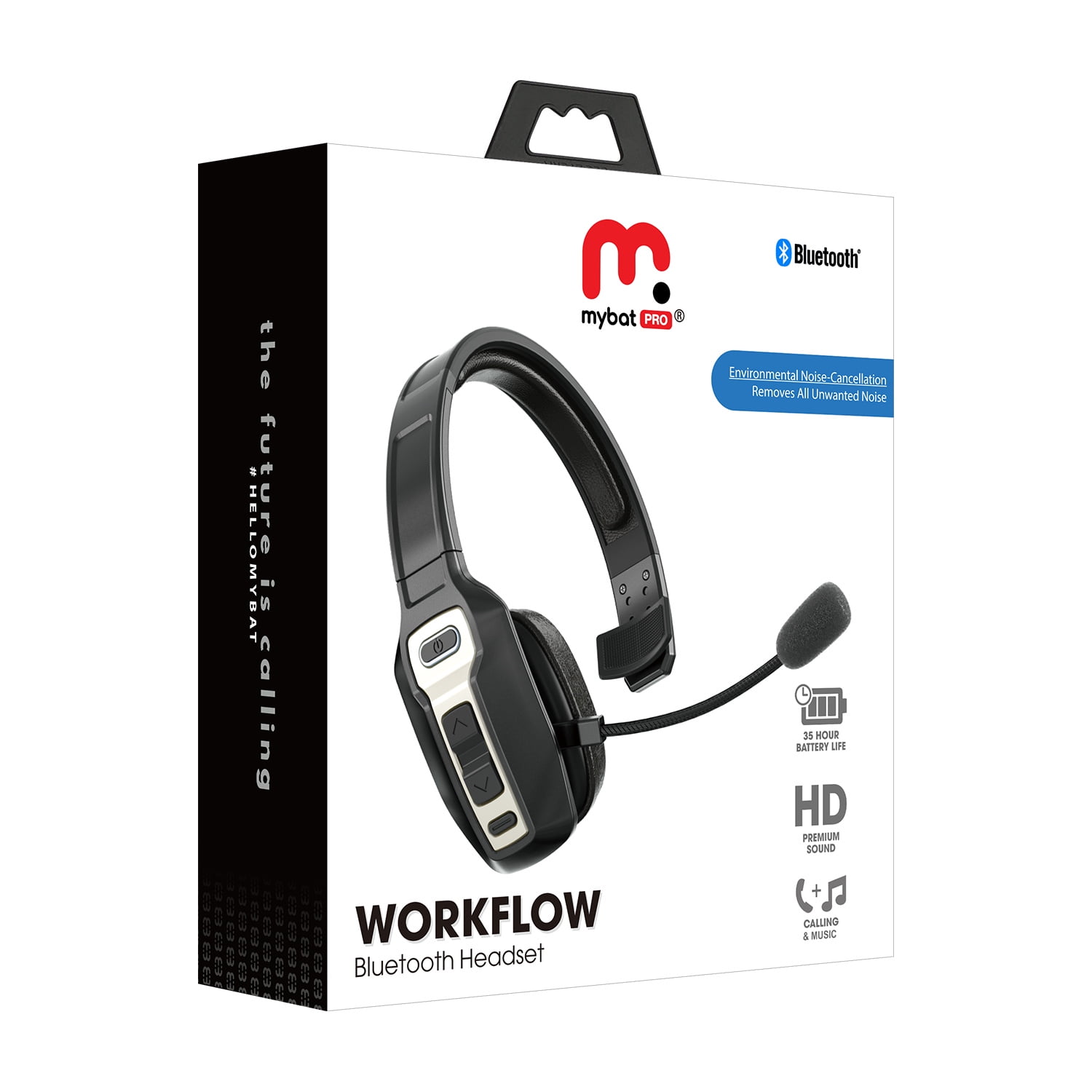 MyBat Pro Bluetooth Headset with Microphone & Noise Cancelling Wireless Headphones for Home Office Remote Work