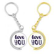 Love You Cute Quote Handwrite Style Rotating Rotating Key Chain Ring Accessory Couple Keyholder