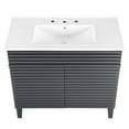 thumbnail image 6 of Sink Vanity Cabinet, Gray White, Wood, Mid Century Hotel Bedroom Bathroom, Modern Contemporary HB33382, 6 of 9