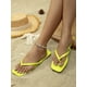 thumbnail image 4 of 1pair Women's Black Square Toe Flat Slipper, Summer/Beach Style, Trendy Flat Sandals With Toe Ring, 4 of 4