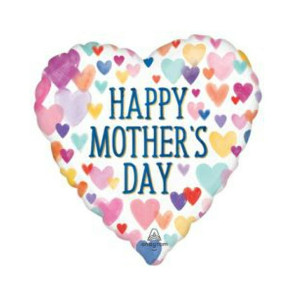 Happy Mother's Day Sprinkled Hearts 18 Inch Foil Mylar Balloon [46735]