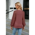 thumbnail image 6 of Anbech Women's Lace Splicing Blouse V Neck Shirt Splice Long Sleeve Loose Casual Solid Color Tops, 6 of 8