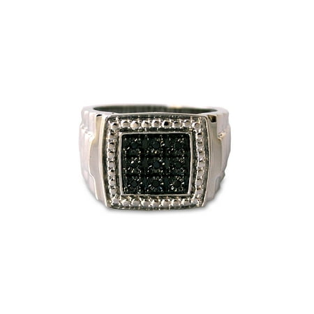 Men's Black Diamond Accent Nine-Stone Sterling Silver Ring