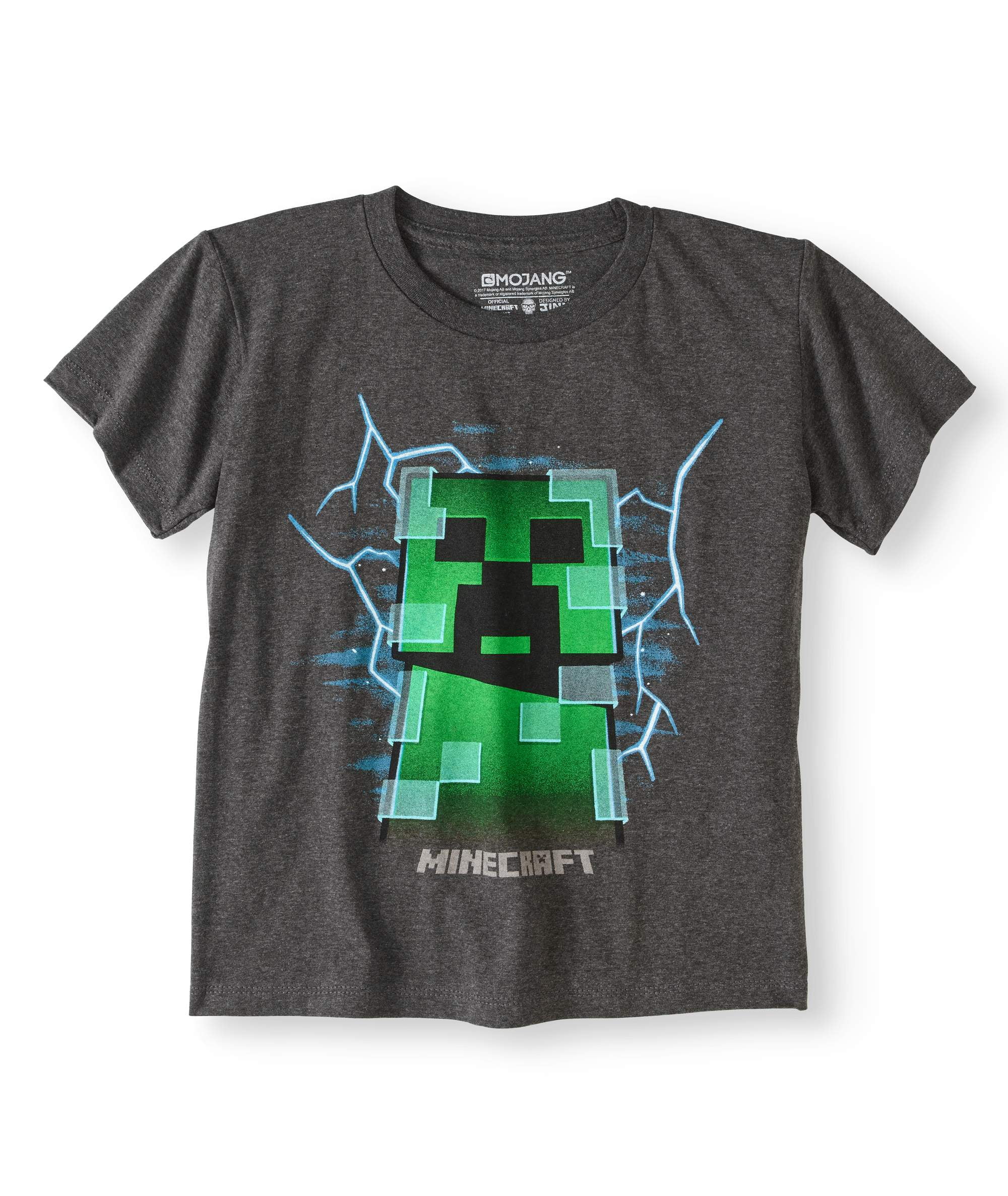 Minecraft Creeper Inside Garçon Gris T-Shirt
