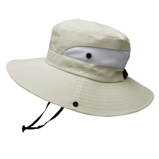 Sombrero Cubo Ajustable Pesca Adultos Niños Verano Ala Ancha Camping Sun Cap Beige