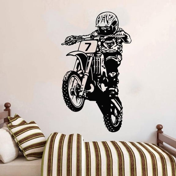 Motocross Wall Sticker Motorcycle Dirt Bike Decals Vinyl Home Decor Kids Room Boys Teens Bedroom Mural 42x75cm