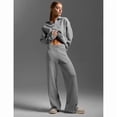 thumbnail image 4 of Women Fall 2 Piece Outfits Sweatsuits V-Neck Long Sleeve Sweatshirt Wide Leg Pants Tracksuit Lounge Sets Grey M, 4 of 6
