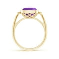 thumbnail image 2 of ANGARA Natural Bezel Set Cushion 3.1 ct Amethyst Ring with Milgrain Detailing in 14K Yellow Gold for Women (Size-9mm) | February Birthstone, Anniversary Jewelry Gift for Women | Natural Amethyst Ring, 2 of 11