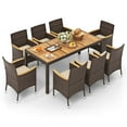 thumbnail image 2 of Costway 9 PCS Outdoor Dining Set with Acacia Wood Table Top Patio Dining Set for 8 People Beige, 2 of 10
