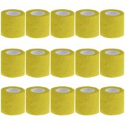 15pcs Tattoo Grip Tape Yellow, 2.95"x 5Yards Disposable Cohesive Tattoo Grip Cover Wrap Elastic Bandage Handle Grip Tube for Tattoo Machine Tattoo Grip Accessories