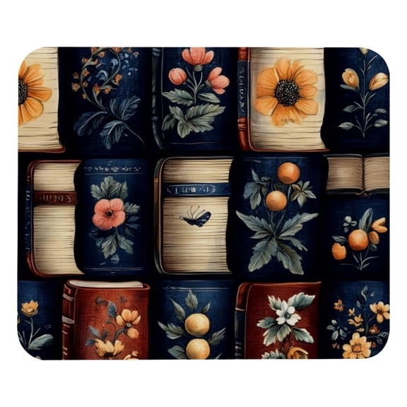 PhooArto Comfortable Mouse Pad Bookish Flowers Desktop Mousepad , 21 x 25 cm Mouse Mat, Non-Slip Rubber Base, Improves Speed and Precision
