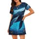 thumbnail image 1 of Easygdp Colorful Ocean Whale Camisón de manga corta para mujer, informal, estampado, 1 of 6