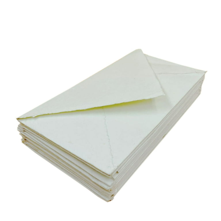 Handmade Cotton Rag Textured Paper Envelopes Deckle Edge-Thick 150 GSM  Recycled Khadi Paper-Off-White, Size: 9x5, Pack of: 10- (ENVL-D-104) 