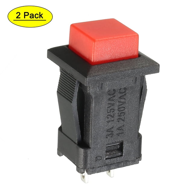 Interruptor de botón pulsador cuadrado rojo de montaje de 12 mm Uxcell SPST NO 2 paquetes
