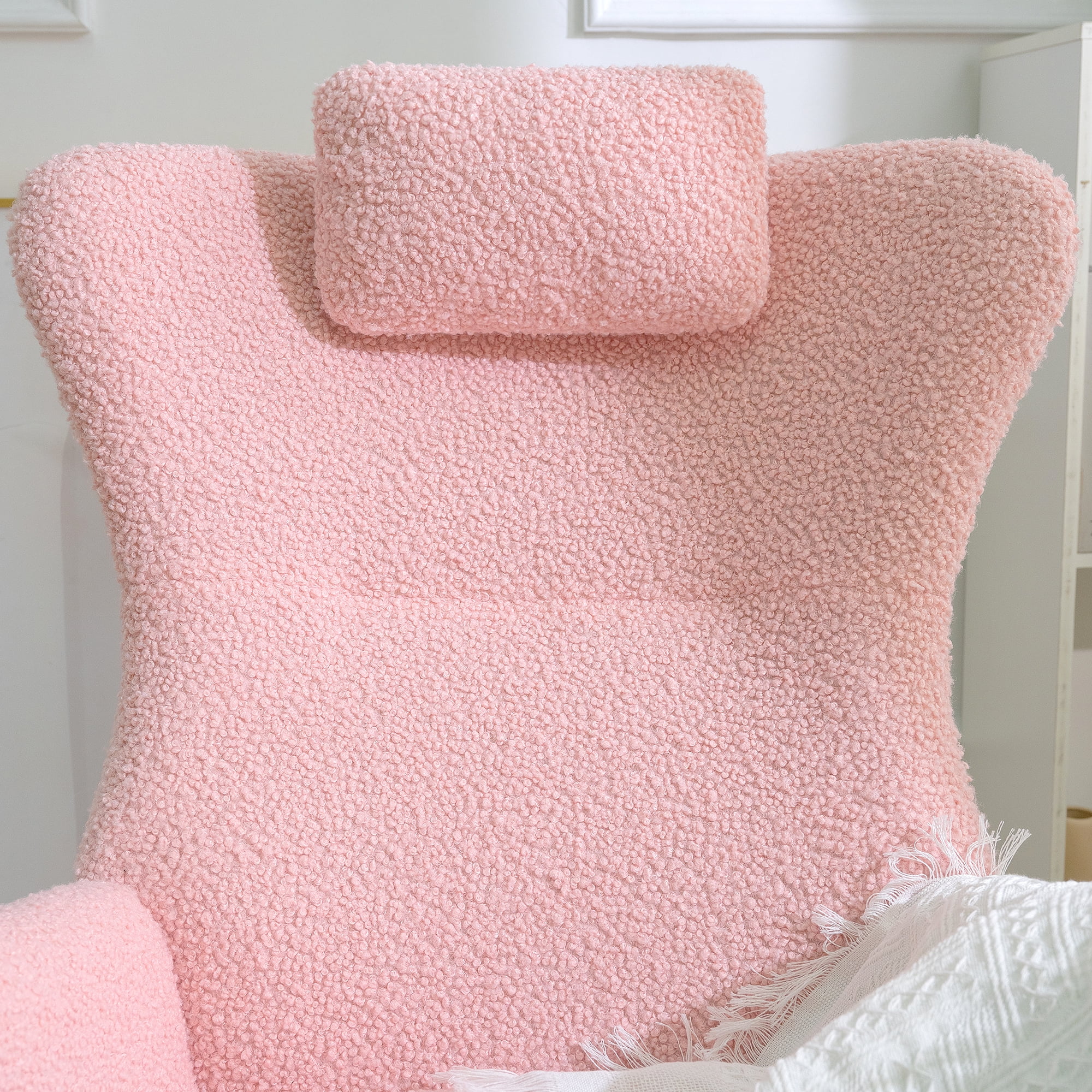 Rocking Chair Nursery,  Rocking Chair With Non-slip Mat, Metal Frame, High-density Sponge Backrest And Seat Cushion, Living Room Accent Chair