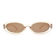 thumbnail image 2 of Womens Mod Thin Plastic Narrow Oval Retro Sunglasses Peach - Brown, 2 of 4