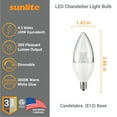 thumbnail image 2 of Sunlite LED B11 Clear Torpedo Tip Chandelier Light Bulb, 4.5 Watts (40W Equivalent), Candelabra E12 Base, Dimmable, 3000K Warm White, 6 Pack, 2 of 6