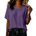 thumbnail image 2 of Zysthvn 3/4 Sleeve Womens Tops Summer Cotton Casual Womens T Shirt Breathable Crew Neck Solid Loose Fit, 2 of 5