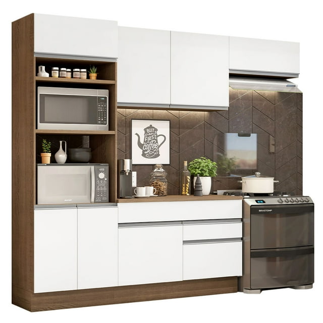 Cocina Integral 270cm Marrón/Blanco Glamy Madesa