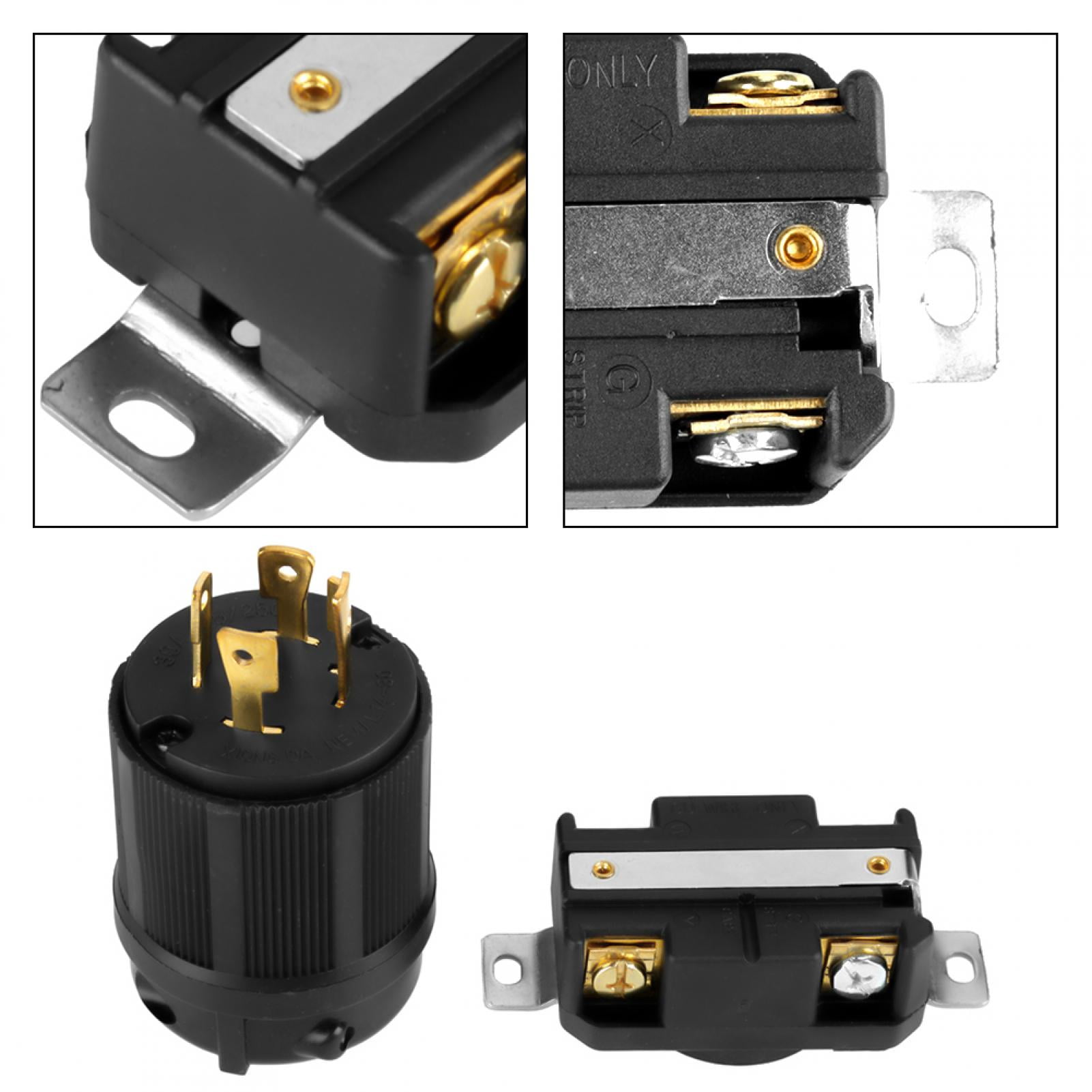 Generator Socket Generator Plug Socket Black Plastic Metal 4 Pin