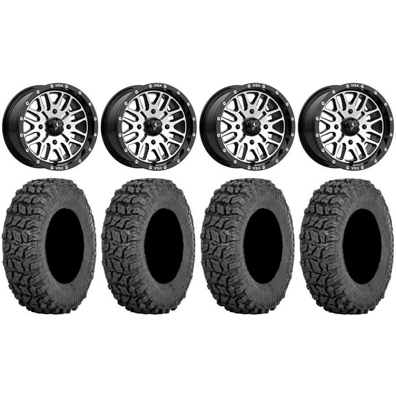 MSA Machined Brute 14" Wheels 28" Coyote Tires Sportsman 550 850 1000