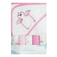 thumbnail image 1 of Softan Baby Hooded Bath Towel and Washcloths, Extra Soft and Ultra Absorbent, 6 Pack for Newborn and Infants, Flamingos, 1 of 6