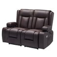 thumbnail image 1 of KFFKFF Loveseat Recliner Sofa, Power Reclining Couch with Heating & Massage and Timer, PU Leather Electric Recliner Sofa with USB Ports, Cup Holders and Side Bags, 1 of 9
