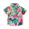 thumbnail image 4 of Elainilye Fashion Summer Toddler Baby Boy Hawaiian Shirt Casual Beach Wear Print Short-sleeved Shirt Top Sizes 1-5Y,Multi-color, 4 of 7