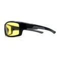 thumbnail image 3 of Mens Driving Yellow Lens TAC 1.1 Polarized Wrap Soft Arm Sport Sunglasses Shiny Black Grey, 3 of 4