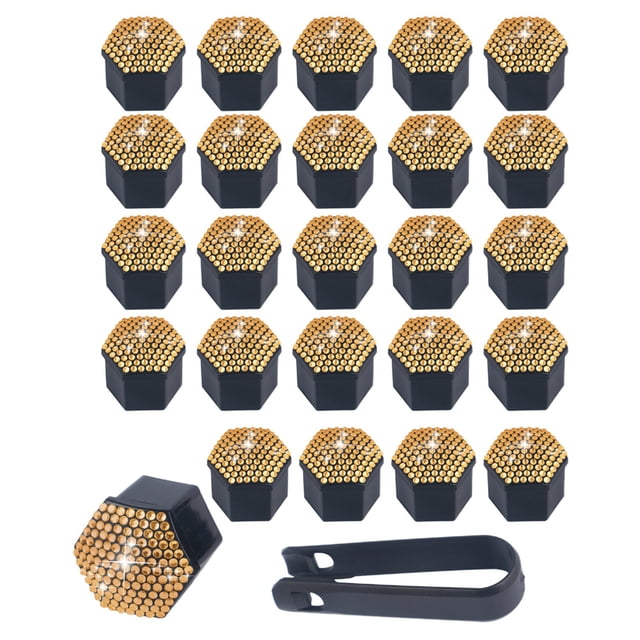 Capuchons de Pneus de Voiture, Lot de 20, Capuchons Décoratifs en Plastique de 17 mm de Diamètre pour Moyeu de Roue Serti de Diamants, Protections de Vis pour Roues Automobiles