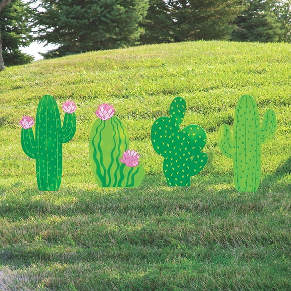 Cactus Yard Signs - Party Decor - 4 Pieces